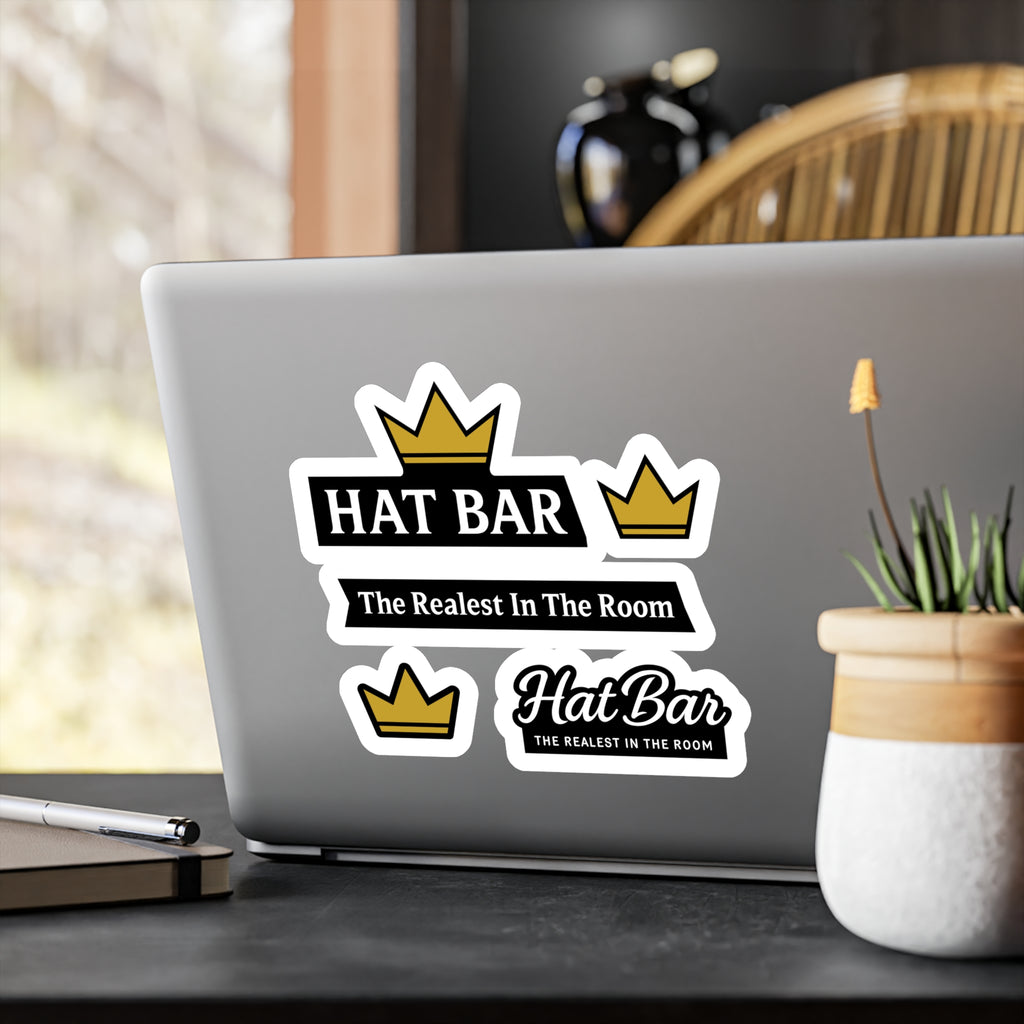 Hat Bar Vinyl Sticker Pack — "The Realest In The Room" Kiss-Cut Decals (Crowns)
