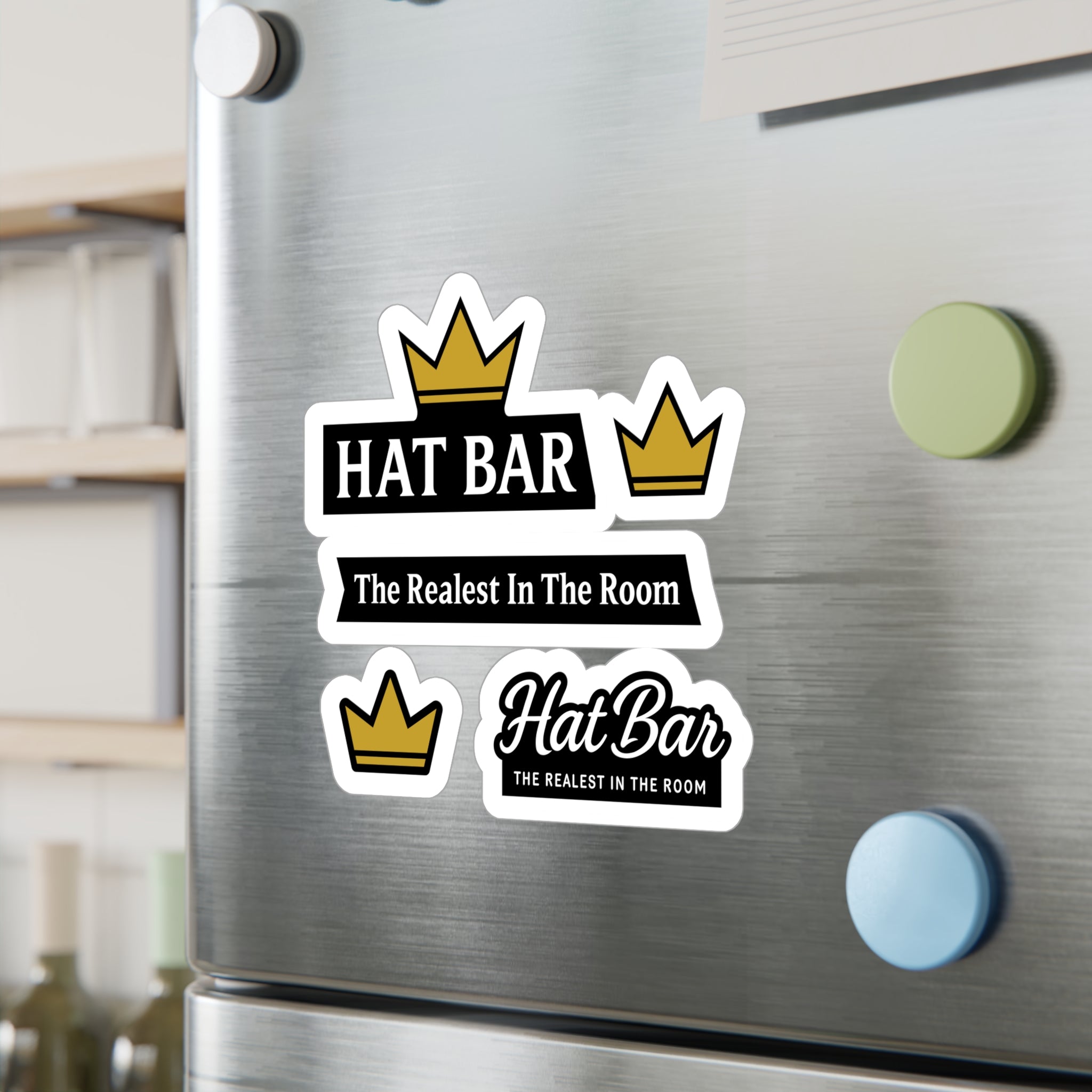 Hat Bar Vinyl Sticker Pack — "The Realest In The Room" Kiss-Cut Decals (Crowns)