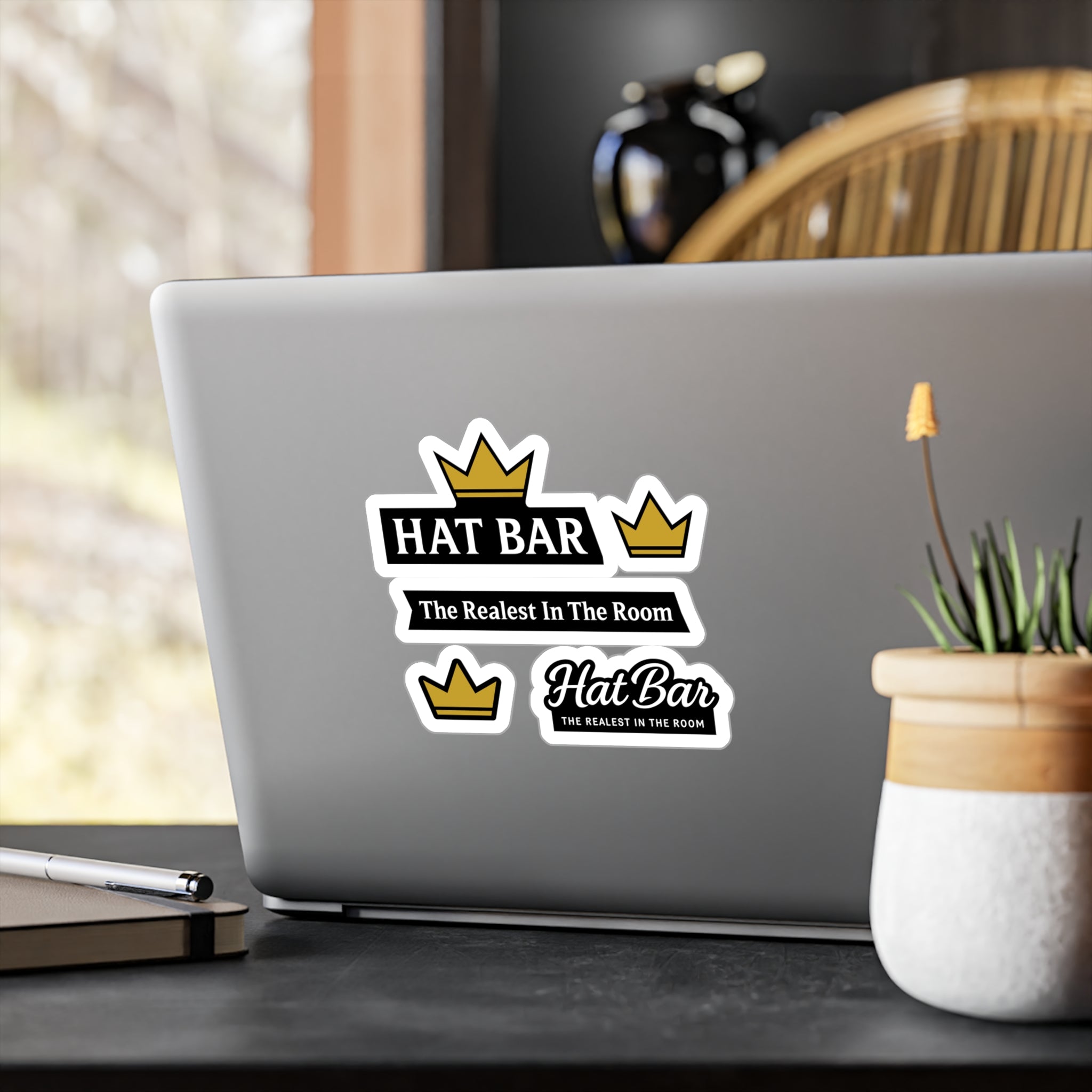 Hat Bar Vinyl Sticker Pack — "The Realest In The Room" Kiss-Cut Decals (Crowns)