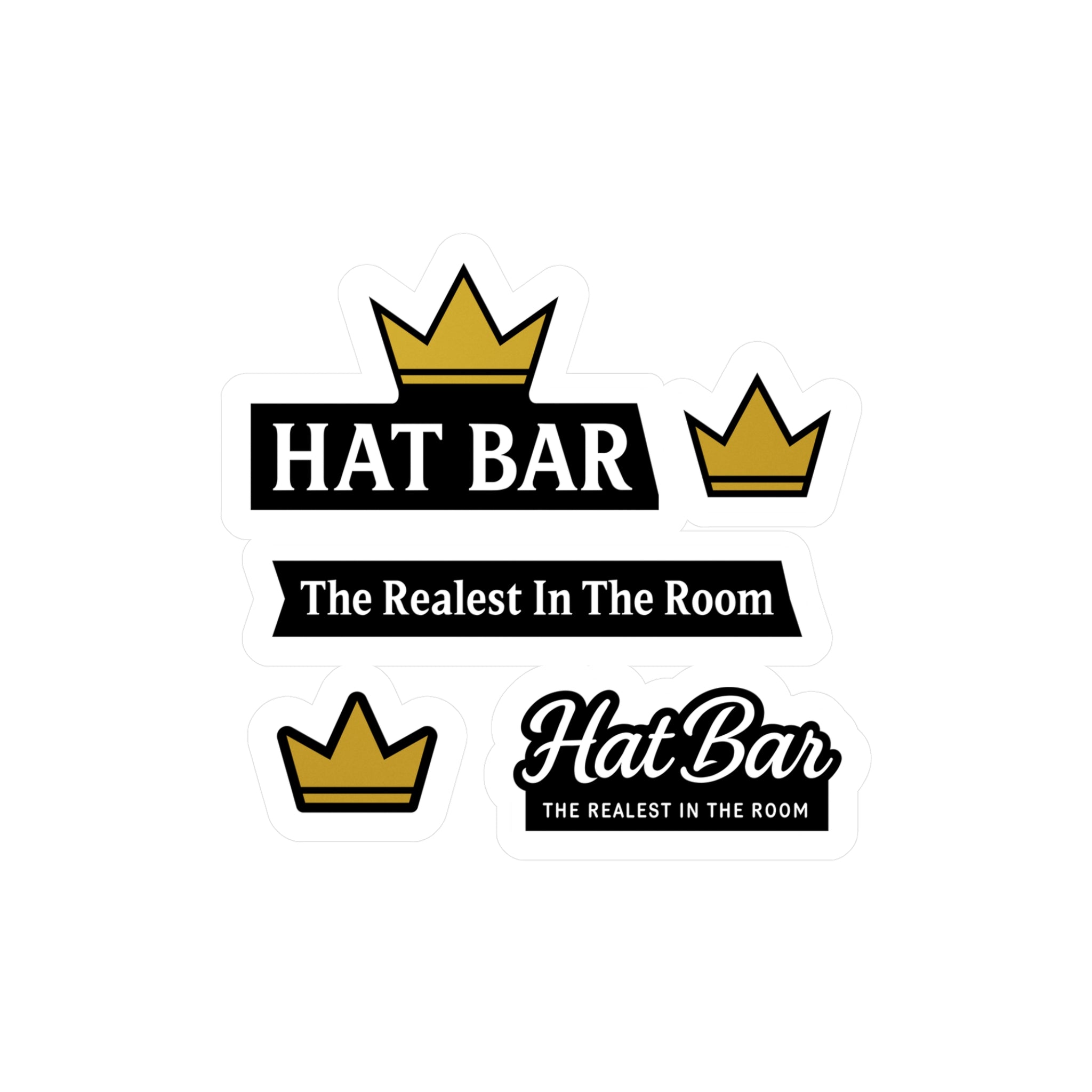 Hat Bar Vinyl Sticker Pack — "The Realest In The Room" Kiss-Cut Decals (Crowns)